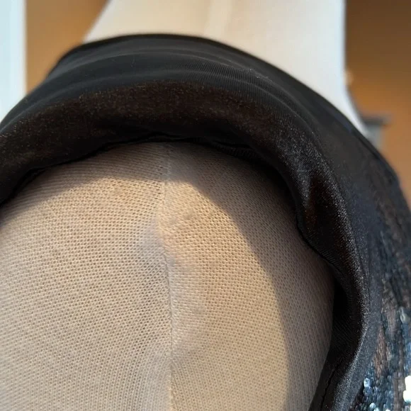 Anne Klein black dress with lace and sequin top and ruching SZ 6 - Picture 9 of 9